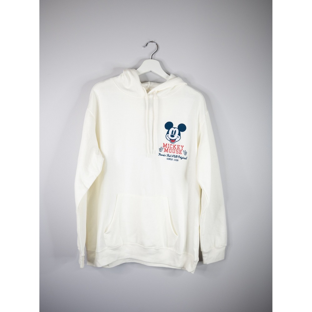 Disney Mickey Mouse Hoodie‎ Women XL Cream Soft Iconic Still Original Graphic